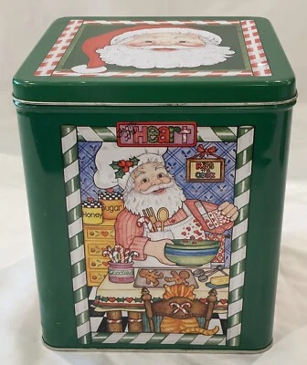 DECORATIVE METAL TIN, MERRY CHRISTMAS WITH SANTA CLAUS - Image 1 of 4