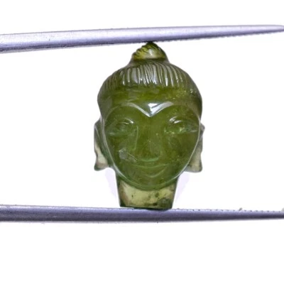 Natürliches Grün Turmalin Geschnitzter Buddha Kopf Unbehandelt Locker Edelstein - Bild 1 von 4