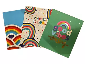 Back to School Folders; Set of 3; Rainbows, Good Vibes, etc; 2 Pocket Portfolio - Picture 1 of 6