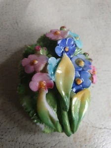 Royal Worcester Vintage Bone China Brooch Flower Design Slightly Damaged - Picture 1 of 10