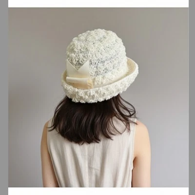 Sombrero de paja de verano con textura de palomitas de maíz vintage años 60 🇨🇦 Foto 1 de 4