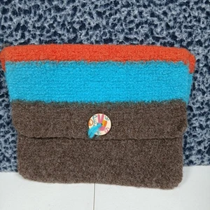 Peace Wolle Boho Clutch Handtasche Druckknopfverschluss Colorblock 10"x8" - Bild 1 von 11