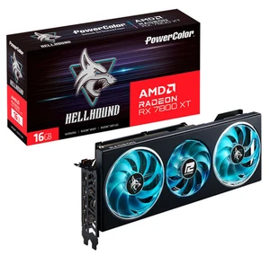 PowerColor Hellhound Radeon RX 7800 XT, 16 Go GDDR6, carte graphique gaming, HDMI, DP - Photo 1/10