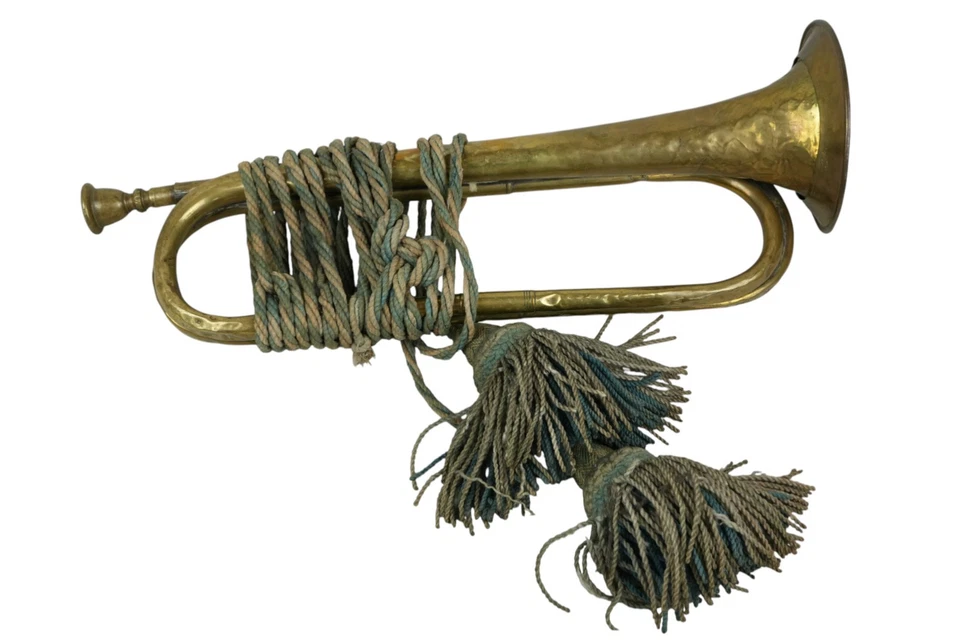 #586 Alte Trompete mit Banderole, 45,5cm - Bild 1 von 4