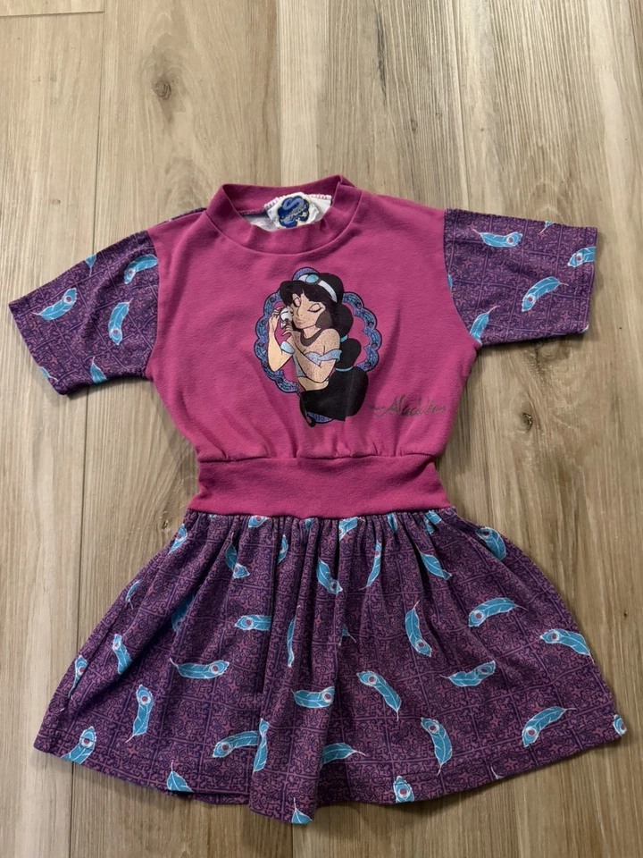 Vintage 90s Disney Aladdin Jasmine Youth Girls Size 4 Long T Shirt Dress *read - Image 1 of 4