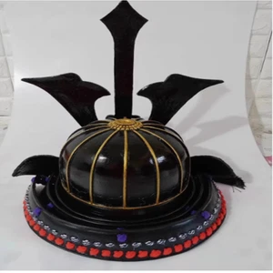 Japanese Armor Wearable Black Leather Helmet Warrior Role-playing Stage Props - Picture 1 of 4