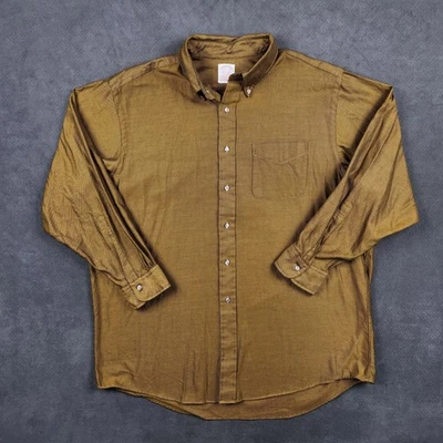 Camisa vintage Brooks Brothers para hombre 17,5 4 marrón dorado manga larga abotonada Foto 1 de 4