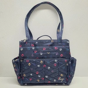 Lug Large Tote Shoulder Bag Purse Soprano in Blue Multicolor Paw Prints - Picture 1 of 24