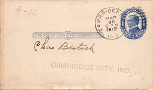 GOLDPATH: US POSTAL CARD 1912 CAMBRIDGE CITY,IN.NATURAL GAS. CV819_P38 - Picture 1 of 2