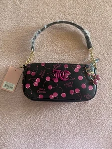 JUICY COUTURE CHERRY ON TOP SHOULDER BAG BLACK MULTI CHERRIES 🍒 Ships Free - Picture 1 of 14