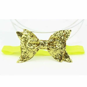 Baby Kid Girl Sequin Glitter Shiny Stretch Bow Headband Elastic Hair Head Band  - Picture 1 of 15