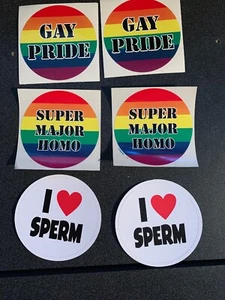 6 Piece Prank Kit Gay Prank Gay Bumper Rainbow Decal Stickers Free Gift - Picture 1 of 10