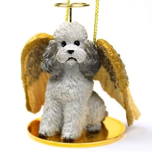 Poodle Ornament Angel Figurine Hand Painted Gray Sport Cut - Picture 1 of 1