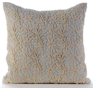 Decorative Sofa Cushion Case Blue 16"x16", Bed Decor Cotton - Floral Jaal - Picture 1 of 3