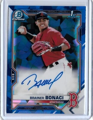BRAINER BONACI 2021 1st Bowman Chrome Sapphire Auto #BSPA-BB Boston Red Sox - Image 1 of 2