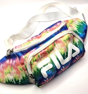 FILA Rainbow Tie-Dye Crossbody w/ 3-Zipper Pockets & Snap Buckle Belt - Picture 1 of 8