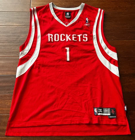 Reebok NBA Houston Rockets Red Tracey McGrady Size 2XL Length +2 Stitched Jersey Cover