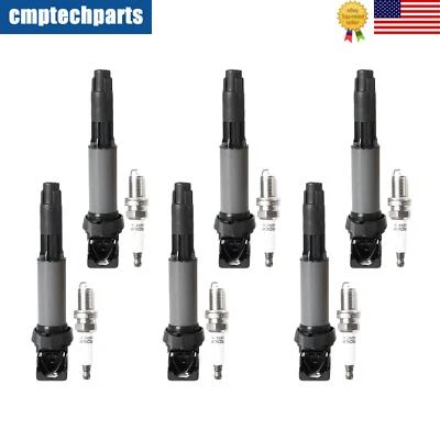 6X Ignition Coil & Iridium Spark Plug for BMW 330Ci 325i 525i 745i X3 X5 UF522 - Image 1 of 4