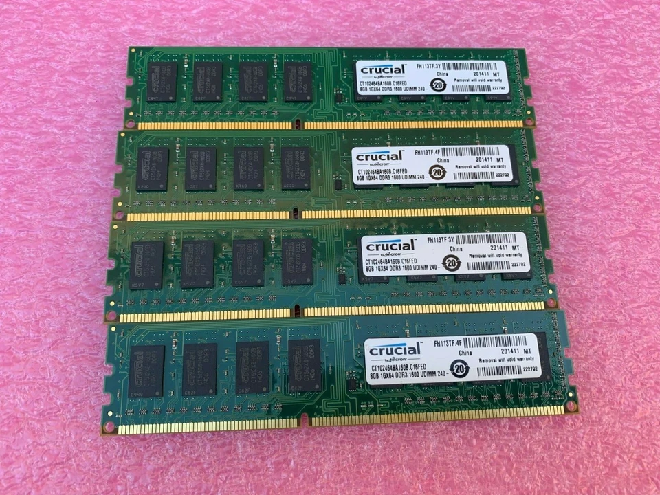 Crucial 32GB (8GBx 4) PC3-12800 | CT102464BA160B.C16FED | DDR3 RAM MEMORY - Image 1 of 1