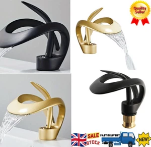 Bathroom Basin Sink Mixer Tap Chrome Waterfall Single Lever Handle Faucet Modern - Picture 1 of 18