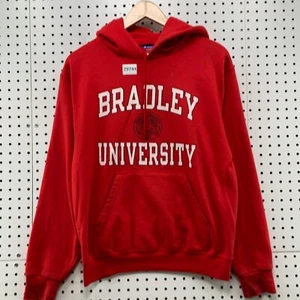 Bradley University Hoodie Adult Mens Small Red Sweatshirt Pullover 20.5x25 - Picture 1 of 15