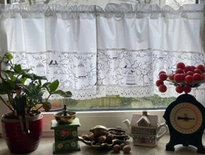 Bistrogardine Kurzgardine Weiß Paris 2St. 140x45cm Landhaus Shabby Retro Vintage - Bild 1 von 1