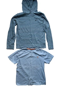 Lot of 2 Polo Ralph Lauren L(14-16) Boys T-shirt short long Sleeve Hoodie Blue - Picture 1 of 6