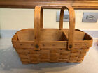 Longaberger Basket With Wood Dividers And Two Wood Handles