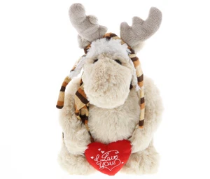 Dollibu Dollibu Standing Moose with Clothes I Love You Valentines Plush Super So - Picture 1 of 5