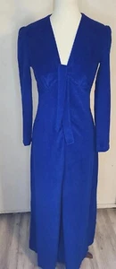 Vintage Electric Blue Velour House Dress J.C. Penny's Sz 9 Lounge Wear  - Picture 1 of 22