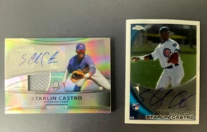 Starlin Castro 2010 Topps Chrome RC Auto & 2010 Bowman Platinum Jersey Auto /740 - Picture 1 of 2