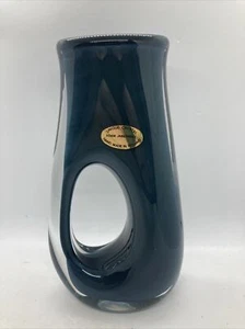 Adam Jablonski Signed Blue/Gray Hand Blown Artisan Vase 10”x6”x2” Poland - Picture 1 of 11