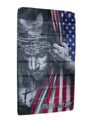 BANDERA FE SOBRE MIEDO 3'X5' BANDERA CRISTIANA JESÚS FE ENVÍO RÁPIDO Foto 1 de 4