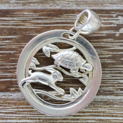 BARRY KIESELSTEIN CORD 2007 .925 Sterling Silver TORTOISE & HARE Pendant DIAMOND - Image 1 of 4