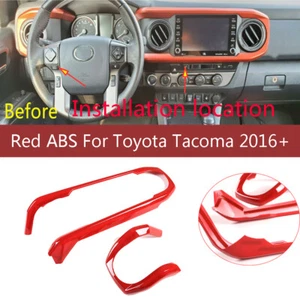 Red ABS Central Control Dashboard Decorative Cover Fit For Toy@ta Tacoma 2016-20 - Picture 1 of 5