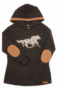 Chestnut Bay Lounge Hoodie Running Horses-L-Dark Truffle - Picture 1 of 1