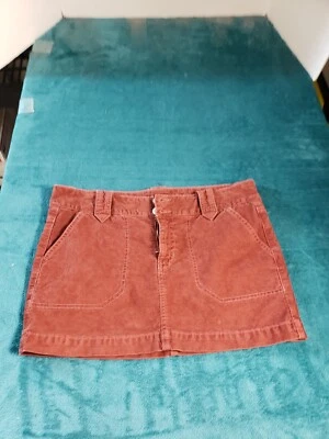 American Eagle Skirt Sz 8 Womens Red Corduroy Low Rise Mini 2 Button Ladies - Image 1 of 4