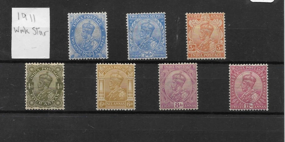 India 1911 KGV definitives, selection to 12As (wmk Star) LMM (I186) - Image 1 of 1