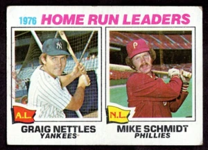 1977 Topps #2 Home Run Leaders Graig Nettles & Mike Schmidt - Good - Picture 1 of 2