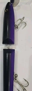 Pikie Jointed Metal Lipped Wooden 11" Custom Made 4oz Lure Bass Blk/Purple  - Picture 1 of 15