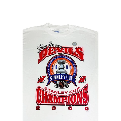 Vintage 2000 Y2K New Jersey Devils NHL T-Shirt White Large Hockey Deadstock Cover
