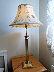 LARGE CORINTHIAN COLUMN TABLE LAMP WITHQUALITY SHADE BRASS FREE STANDING 30"HIGH - Picture 1 of 20