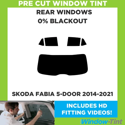 For Skoda Fabia 5-door Hatchback 2014-21 Pre Cut Window Tint 0% Blackout Film - Image 1 of 4