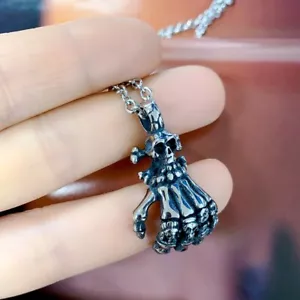 Skelett Handanhänger Halskette Gothic Schädel Hand Edelstahl - Bild 1 von 4