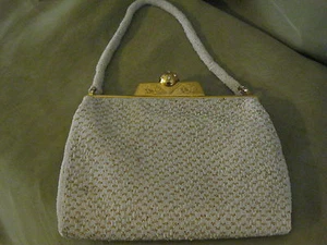 Vintage Beaded Pearl Purse - Foto 1 di 6