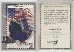 2006 ITG Between the Pipes Playing For Your Country Silver Mike Richter #PC-20