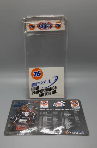 NASCAR/NHRA 76 Motor Oil Vtg. 2003 Credential Holder Pin Clip & Fridge Magnet Cover