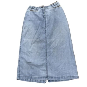 Vintage THE TERRITORY AHEAD Light Denim Maxi Skirt Womens 10 Light Blue Pockets - Picture 1 of 22