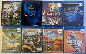 8 SEALED Kids Blu-Ray Movies Narnia Alice In Wonderland Seuss Avatar Cinderella+ - Imagen 1 de 4