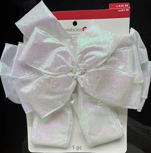 Celebrate It Large White Glittery Crafting Decoration Bow Christmas Noel - Picture 1 of 3